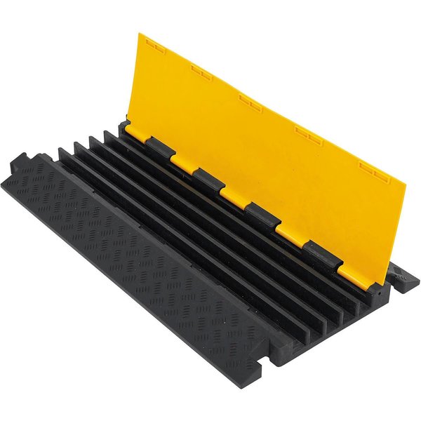 Global Industrial 5-Channel Industrial Cable Protector, 22,000 lbs. Cap., Black & Yellow 670621